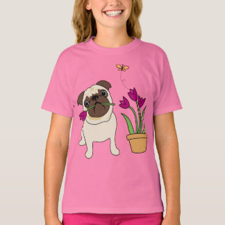 Tulip Pug e Camisetas borboletas para crianças e a