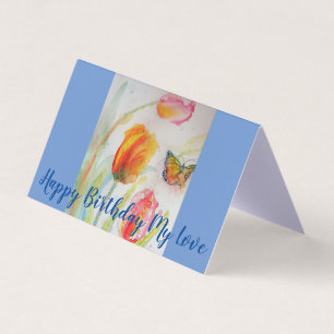 Tulip Watercolor Art Love Birthday Card