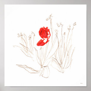 Tulipa adorável no poster de vento e chuva