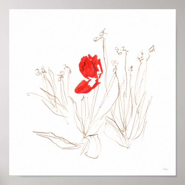 Tulipa adorável no poster de vento e chuva (Frente)