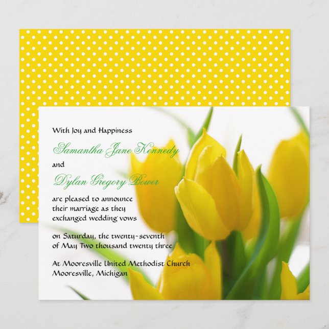 Tulipa Amarela - Anúncio de Casamento (Frente/Verso)