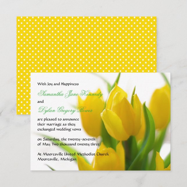 Tulipa Amarela - Anúncio de Casamento 3x5 (Frente/Verso)