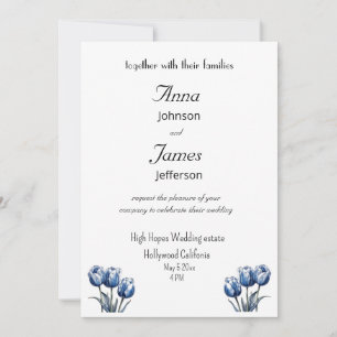 Tulipa Azul Delft, Convite de Casamento Personaliz