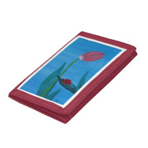 Tulipa com um joaninha em uma folha