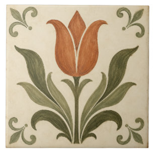Tulipa de Terracota Antiga Botânica Arte Popular