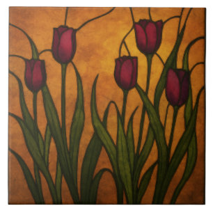 Tulipa em estilo de vitral Art Nouveau