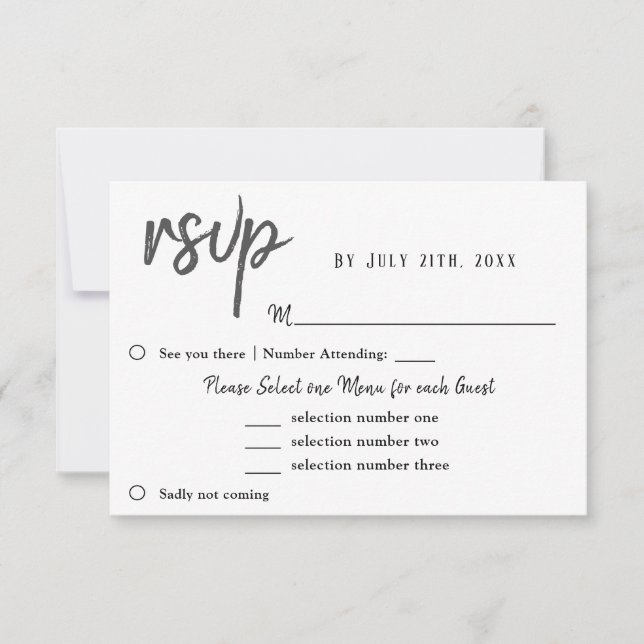 Tulipa Flor Menu Escolha Casamento RSVP Roxo (Frente)