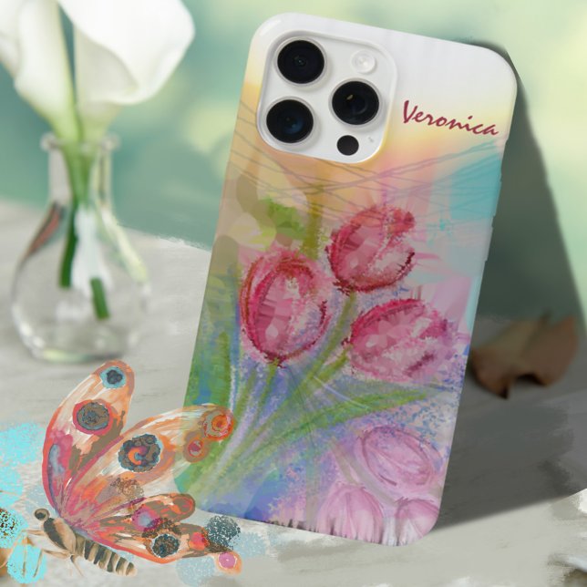 Tulipa Rosa Aquarela (Watercolor Pink Tulip iPhone Case)