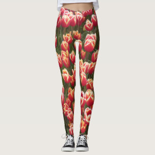 Tulipa vermelha e branca Legging