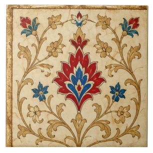 Tulipa Vermelha Floral Arte Otomana de Iznik