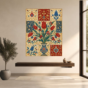 Tulipa Vermelha Floral Arte Otomana de Iznik