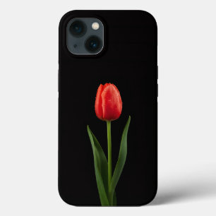 Tulipa Vermelha Rubi iPhone 13, Preto 4 Luxo