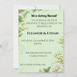 Tulipa Vibrante Amarela & Convite de Casamento For