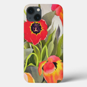 Tulipas alaranjadas e vermelhas
