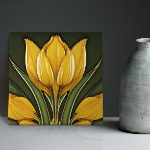 Tulipas Amarelas Arte Simétrica de Parede Arte Nov