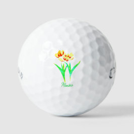 Tulipas Amarelas - Bola De Golfe Com Texto