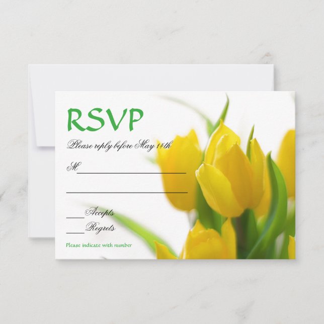Tulipas Amarelas - Cartão de RSVP (Frente)