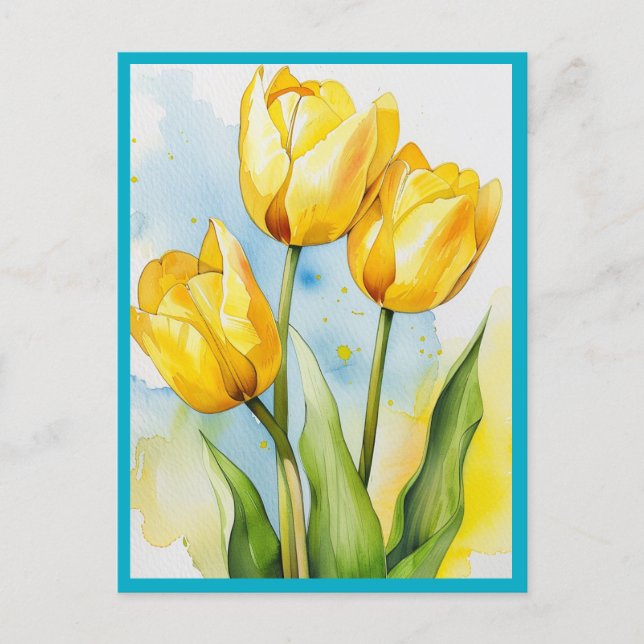 TULIPAS AMARELAS Cartão postal (Frente)