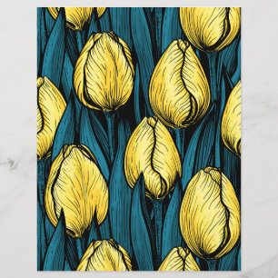 Tulipas amarelas com folhas azuis