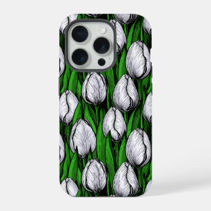 Tulipas brancas com folhas verdes