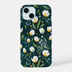 Tulipas Brancas e Florais Verdes Personalizados
