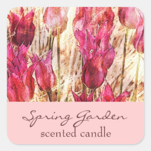 tulipas cor-de-rosa do jardim - vela ou etiqueta