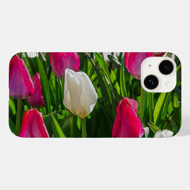 Tulipas Cor-De-Rosa E Brancas capas de iphone Pain (Verso (horizontal))