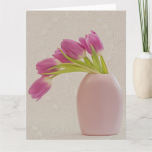 Tulipas Cor-De-Rosa E Cartão De Saudação De Ra