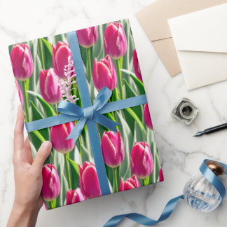Tulipas cor-de-rosa profundo - papel de embrulho
