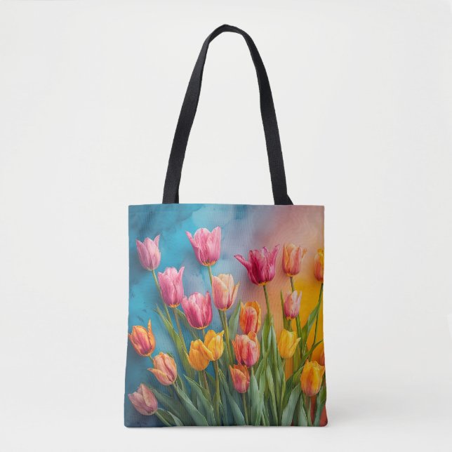 Tulipas de aquarelas brancas Bolsa (Frente)