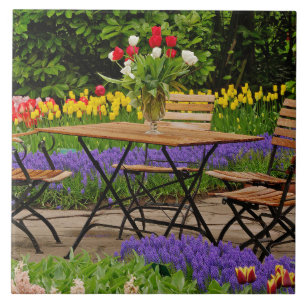 Tulipas de mesa no jardim, Jardins Keukenhof,