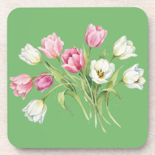Tulipas de primavera de jardim. Porta-copos de plá