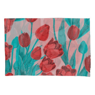 tulipas de primavera, padrão floral desenhado à mã