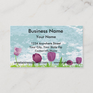Tulipas do roxo do cartão de visita