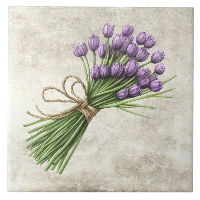 Tulipas Florais em Aquarela Rústica com Desenho de (Frente)