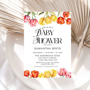 Tulipas Laranja Modernas Convite para Chá de frald