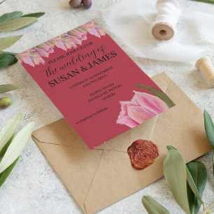 Tulipas magenta cor-de-rosa de casamento, convite