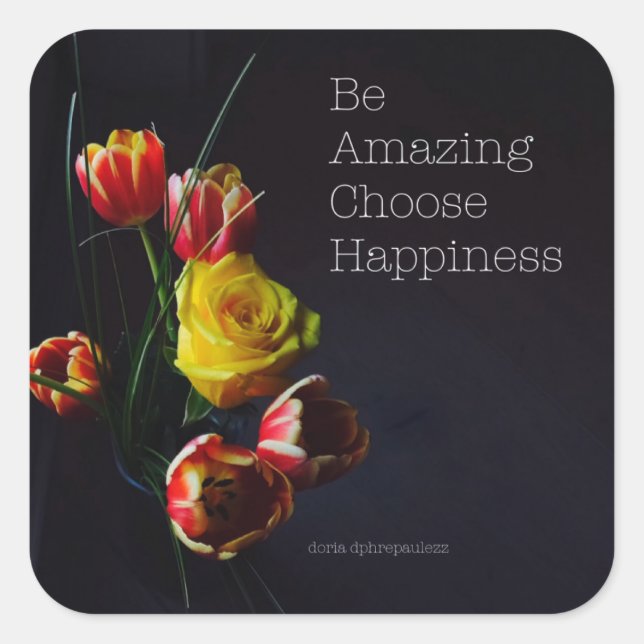 Tulipas no adesivo Quadrado Escuro (Frente)