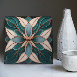 Tulipas no Azulejo cerâmico Blue Symmetric Art Nou