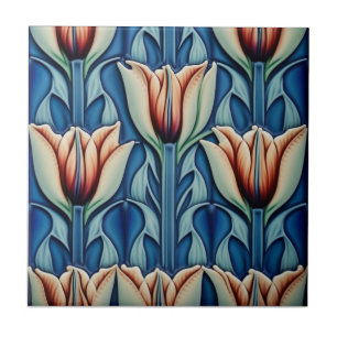 tulipas no mosaico Art Nouveau Azulejo cerâmico
