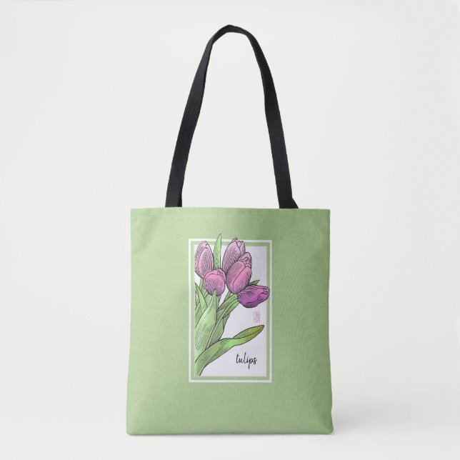Tulipas no Sage Tote Bag (Frente)