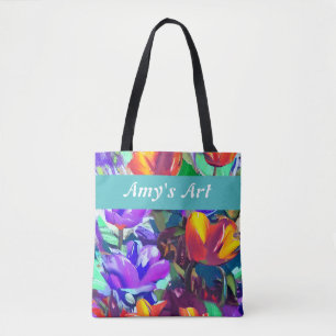Tulipas pintadas coloridas, saco de tote personali