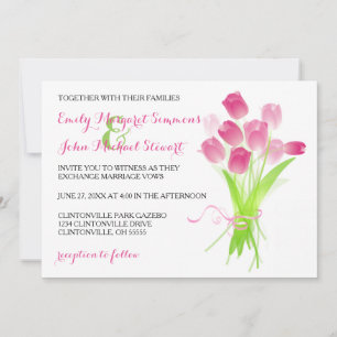 Tulipas Rosa - Convite para Casamento