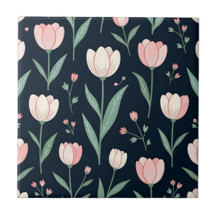 Tulipas Rosa Elegantes Padrão Floral Sem Costura