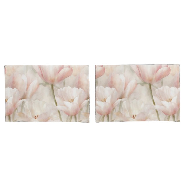 Tulipas Rosa Esbranquiçadas Floral (Frente - conjunto)