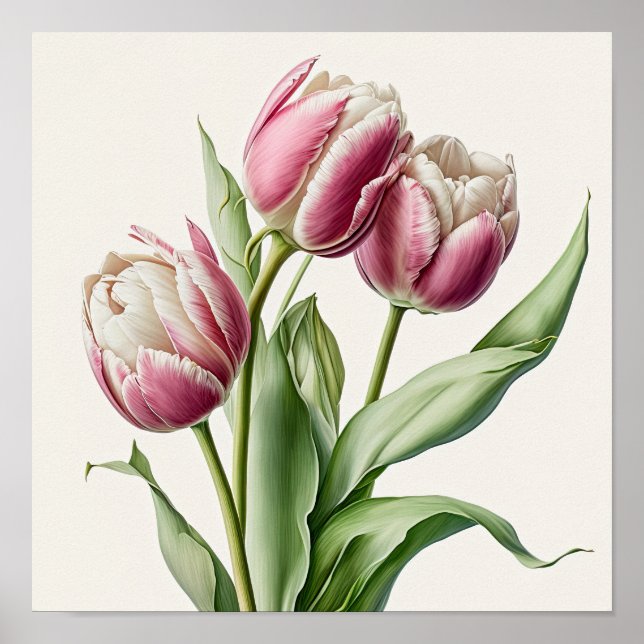 Tulipas rosa Impressão (Frente)