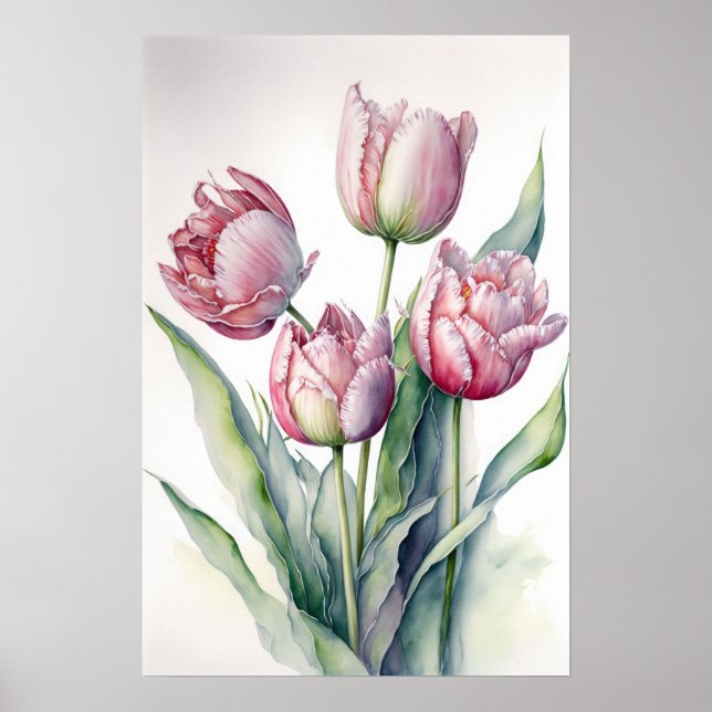 Tulipas rosa Impressão (Frente)
