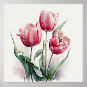Tulipas rosa Impressão