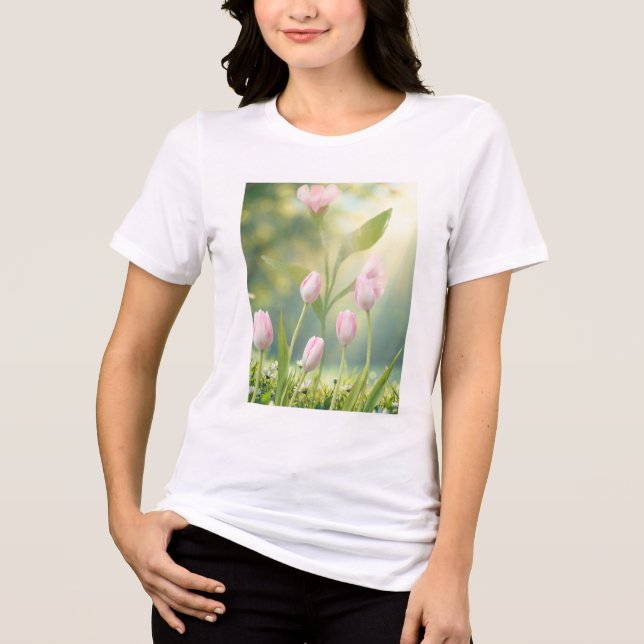 Tulipas Rosa Suave em Flor (Frente)
