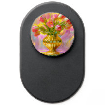 Tulipas Rosa Vibrantes em Vase Ouro